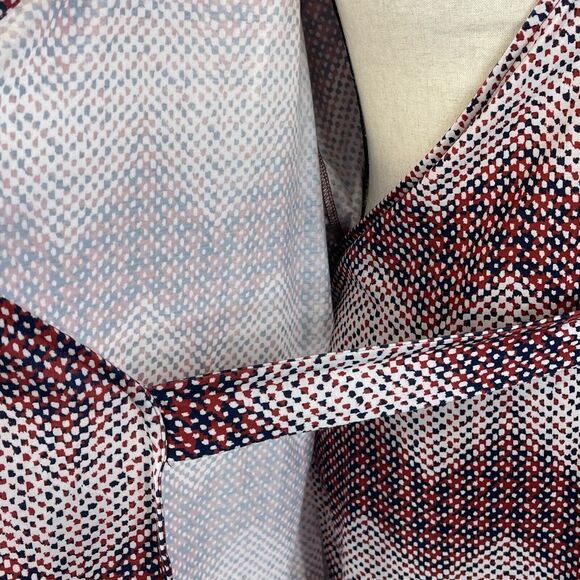 ModCloth 1X-Large Wrap Dress Chevron Dots Stretch 3/4 Sleeve Belted V-Neck Multi - Picture 6 of 10